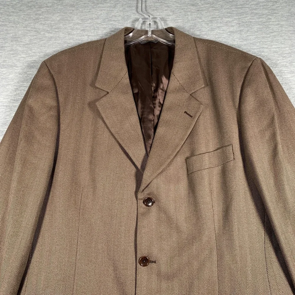 Banana‎ Republic Blazer Mens 46R Brown Herringbone Cotton Wool Sport Coat Italy